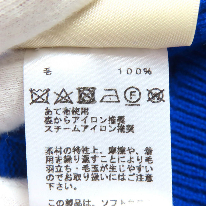 Excellent HERMES H-motif crew neck long-sleeve knit sweater blue 40 4E2611D3