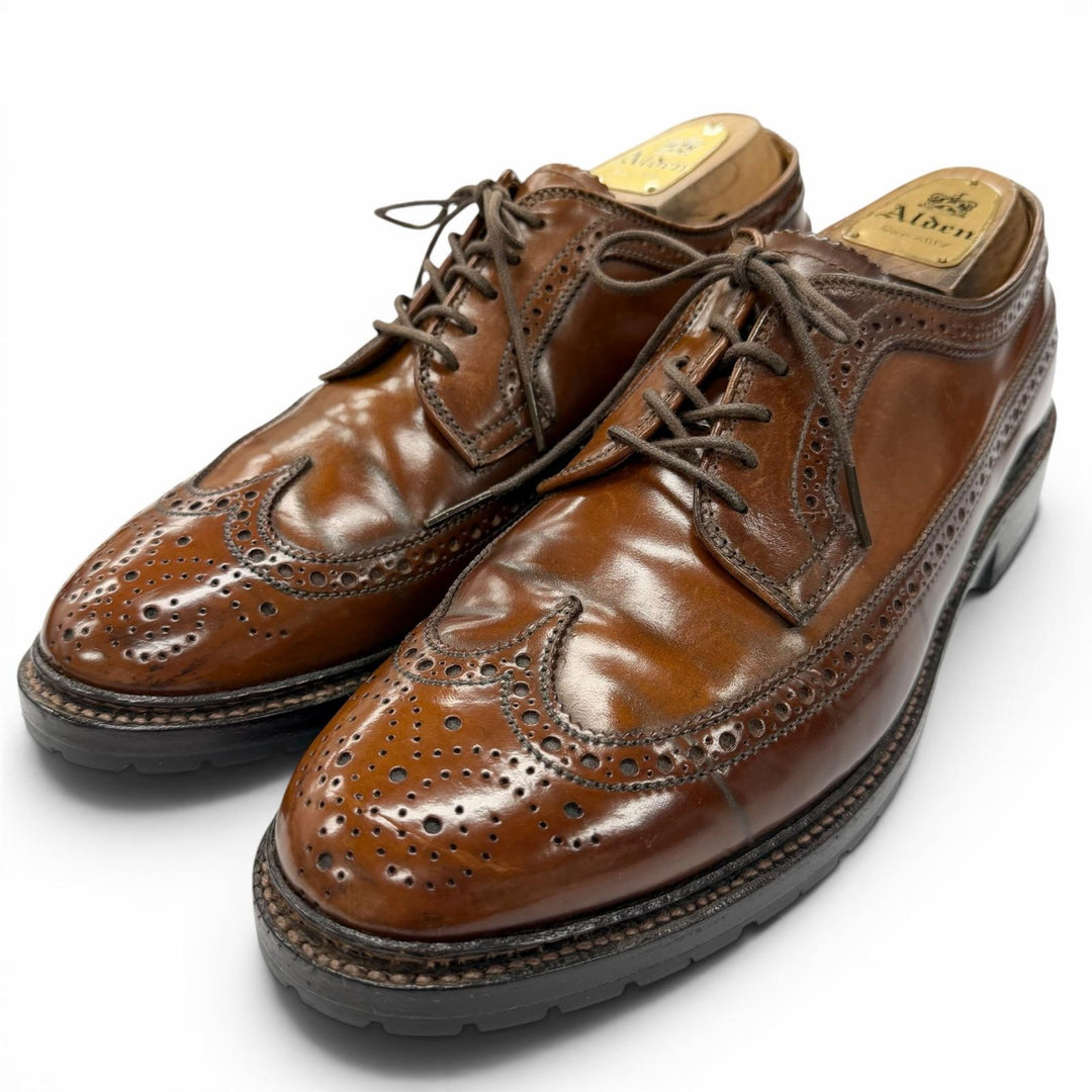 Great ALDEN Leather shoes Wingtip Lace-up Brown Cordovan mens 7 97502
