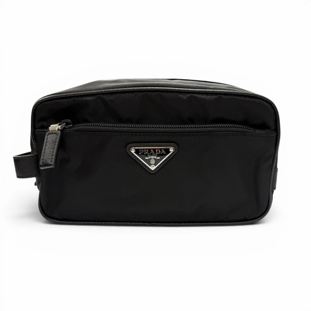 Excellent PRADA Clutch bag black Nylon mens 2NA819
