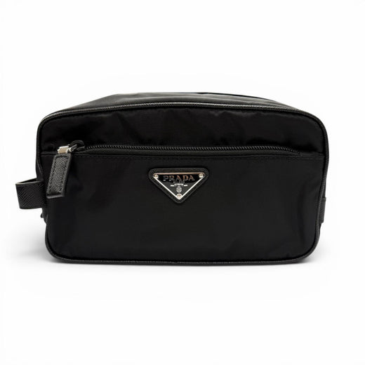 Excellent PRADA Clutch bag black Nylon mens 2NA819