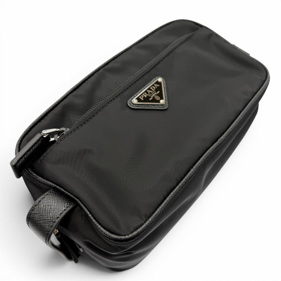 Excellent PRADA Clutch bag black Nylon mens 2NA819
