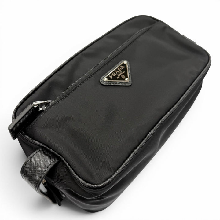 Excellent PRADA Clutch bag black Nylon mens 2NA819