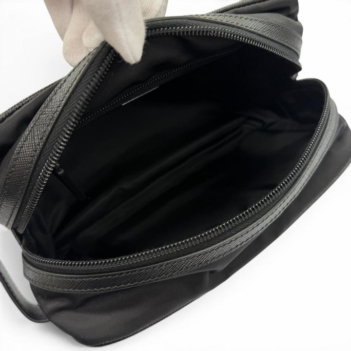 Excellent PRADA Clutch bag black Nylon mens 2NA819