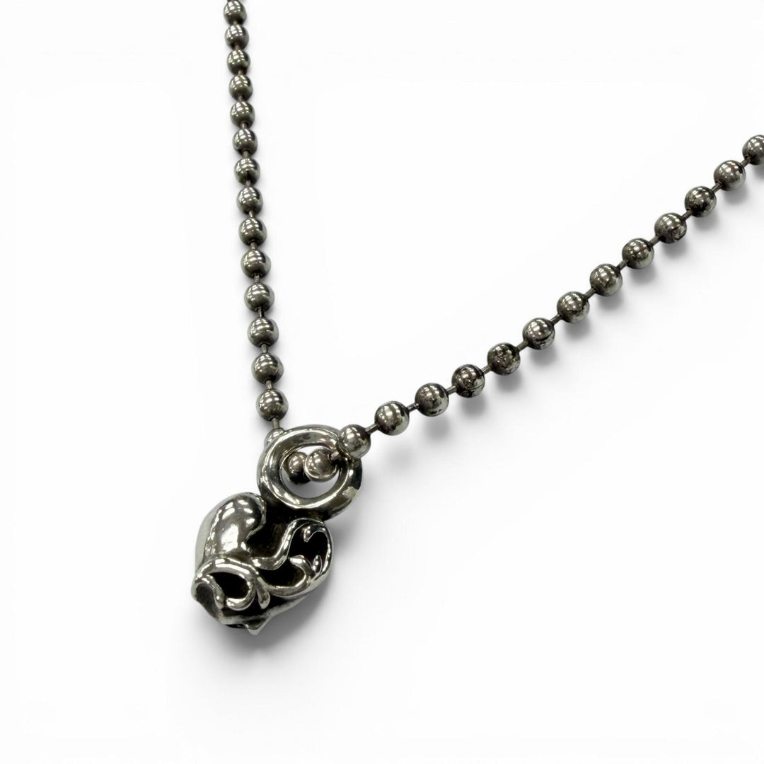 Excellent CHROME HEARTS Necklace Heart Stack Ball Chain Silver 925 mens