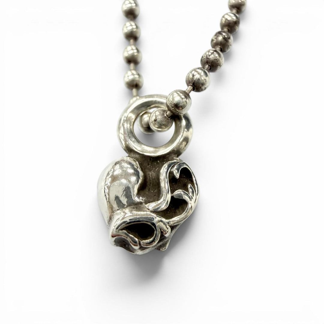 Excellent CHROME HEARTS Necklace Heart Stack Ball Chain Silver 925 mens