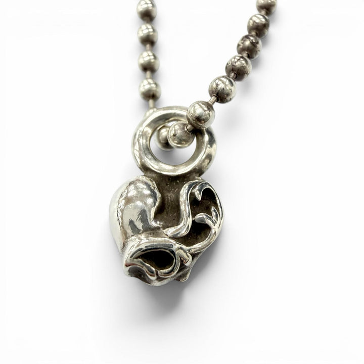 Excellent CHROME HEARTS Necklace Heart Stack Ball Chain Silver 925 mens