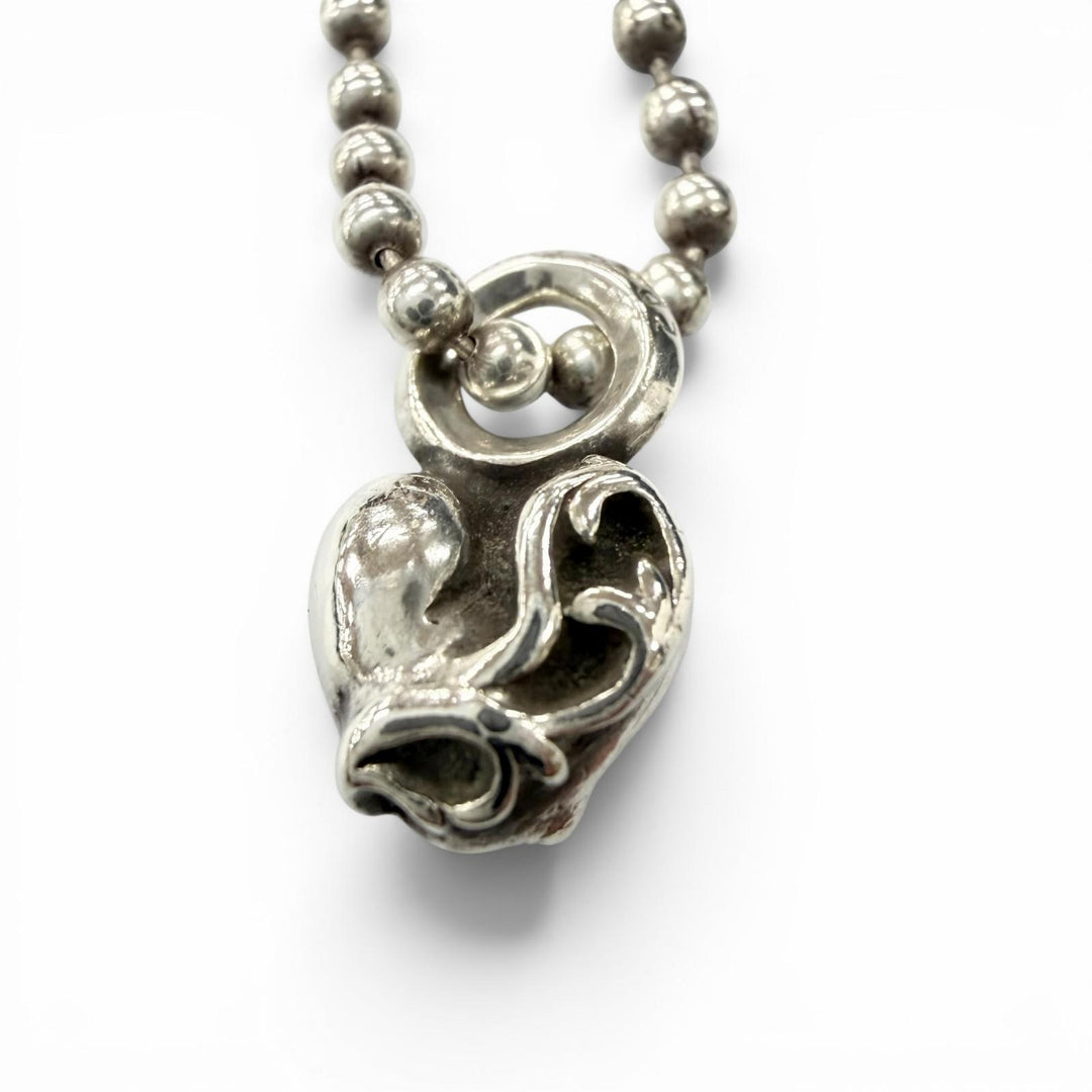 Excellent CHROME HEARTS Necklace Heart Stack Ball Chain Silver 925 mens