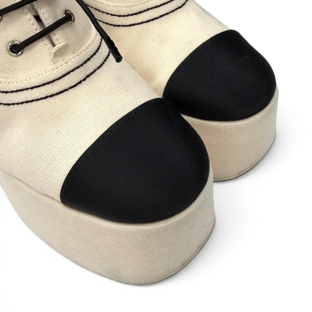 Great CHANEL pumps Rhinestone COCO Mark Lace-up Shoes beige Women 36.5