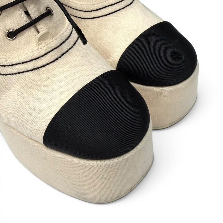 Great CHANEL pumps Rhinestone COCO Mark Lace-up Shoes beige Women 36.5