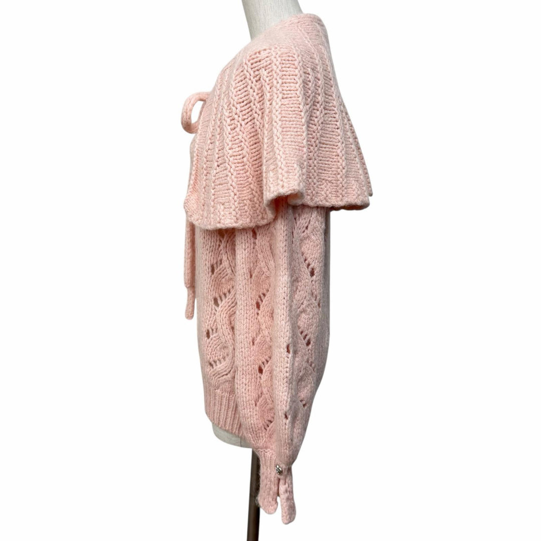 Excellent CHANEL knit Cape with rhinestones, COCO Mark wool 40 21B P71442