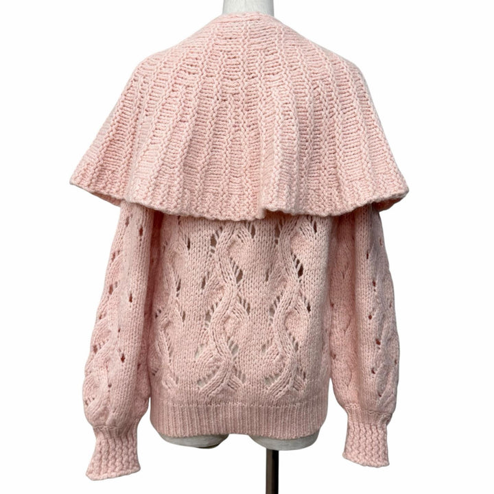 Excellent CHANEL knit Cape with rhinestones, COCO Mark wool 40 21B P71442