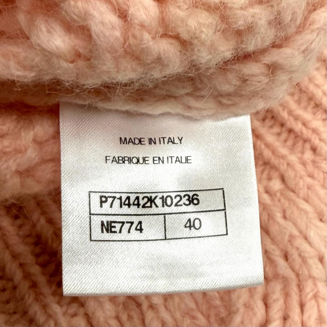 Excellent CHANEL knit Cape with rhinestones, COCO Mark wool 40 21B P71442