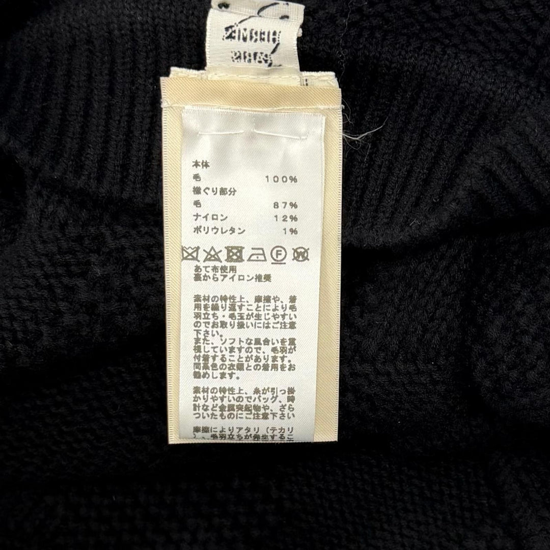Excellent HERMES poncho H motif knit black wool Women 34 2904D3