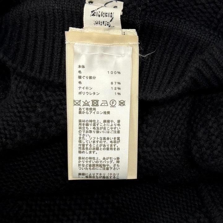 Excellent HERMES poncho H motif knit black wool Women 34 2904D3