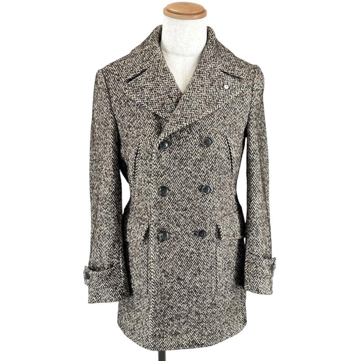 Excellent L.B.M.1911 Double chester coat Herringbone Tweed Brown 7L91187039