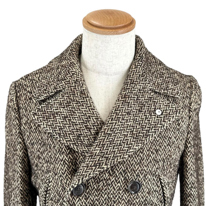 Excellent L.B.M.1911 Double chester coat Herringbone Tweed Brown 7L91187039