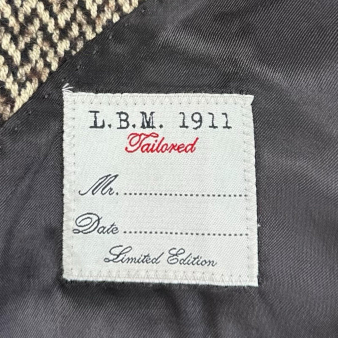 Excellent L.B.M.1911 Double chester coat Herringbone Tweed Brown 7L91187039
