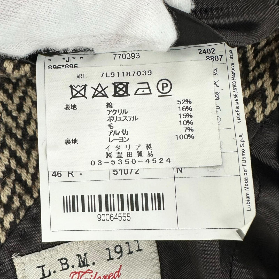Excellent L.B.M.1911 Double chester coat Herringbone Tweed Brown 7L91187039