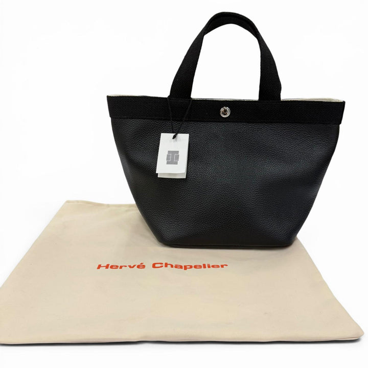 Excellent Herve Chapelier Luxe Boat-Shaped Tote Bag M black 707Gold Plated