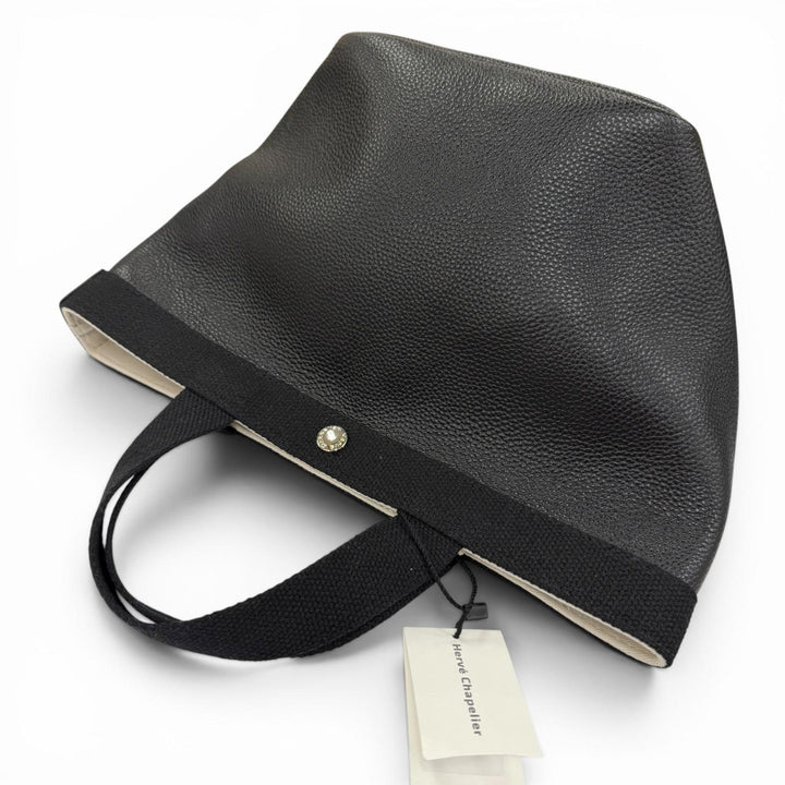 Excellent Herve Chapelier Luxe Boat-Shaped Tote Bag M black 707Gold Plated