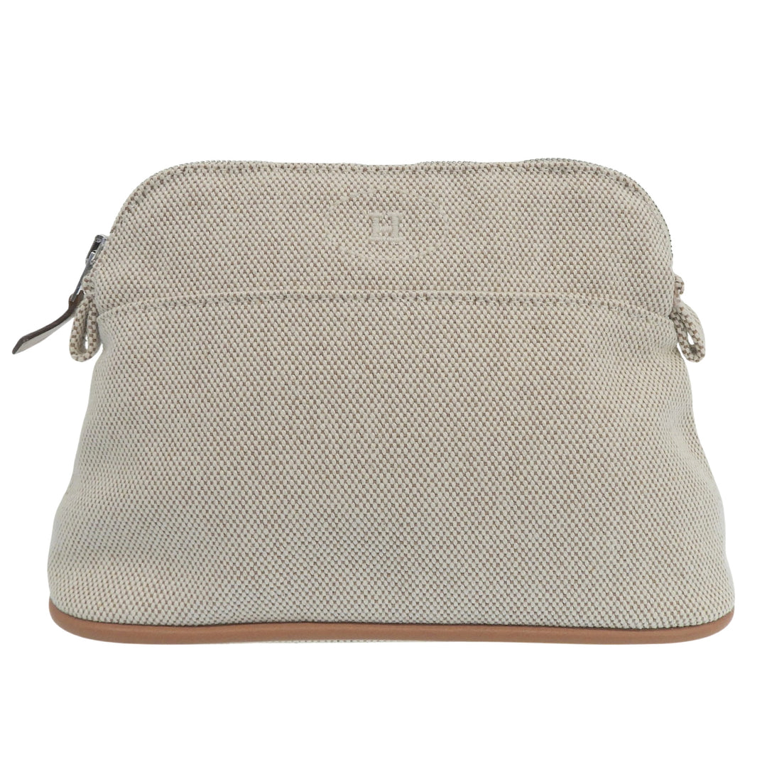 Excellent HERMES Cosmetics Pouch Bollid pouch mini beige cotton Women