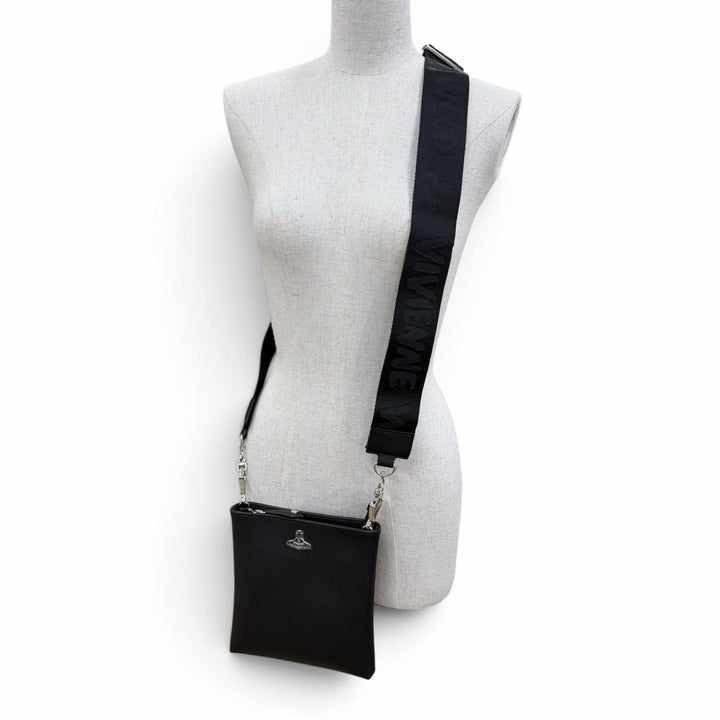 Pristine Vivienne Westwood Orb logo bio-green Saffiano leather cross sling bag