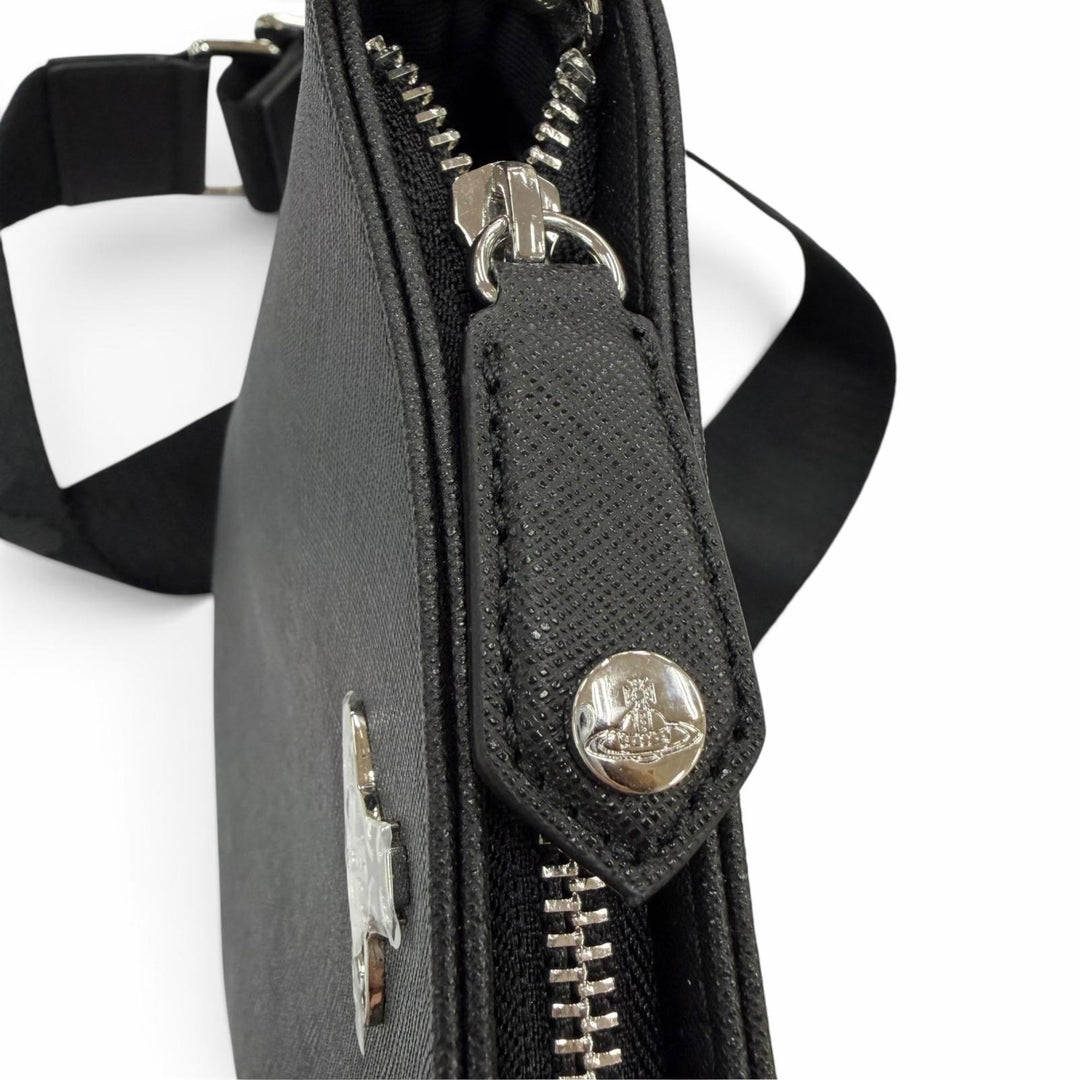 Pristine Vivienne Westwood Orb logo bio-green Saffiano leather cross sling bag