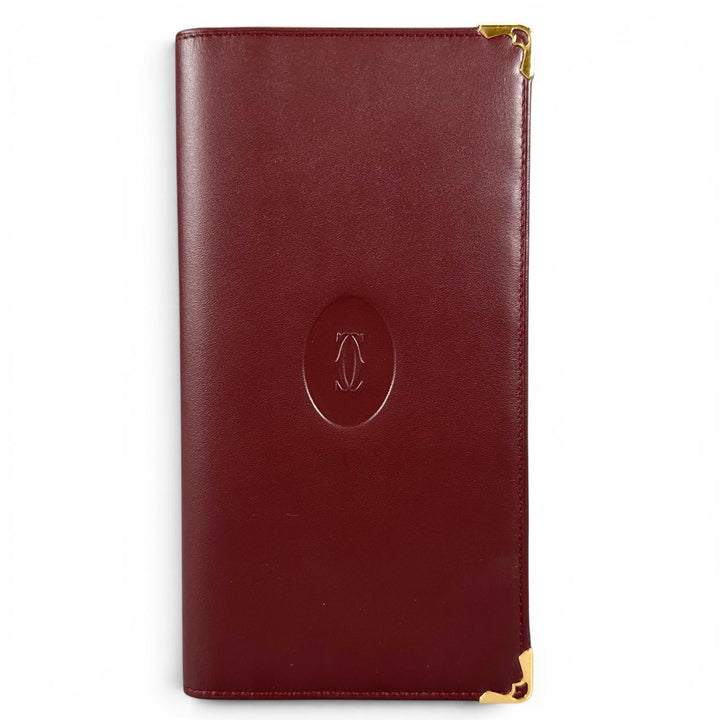 Pristine Cartier Bifold Wallet 2C motif long wallet Bordeaux leather Women