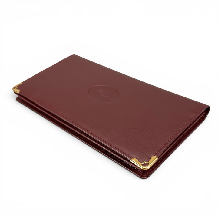 Pristine Cartier Bifold Wallet 2C motif long wallet Bordeaux leather Women