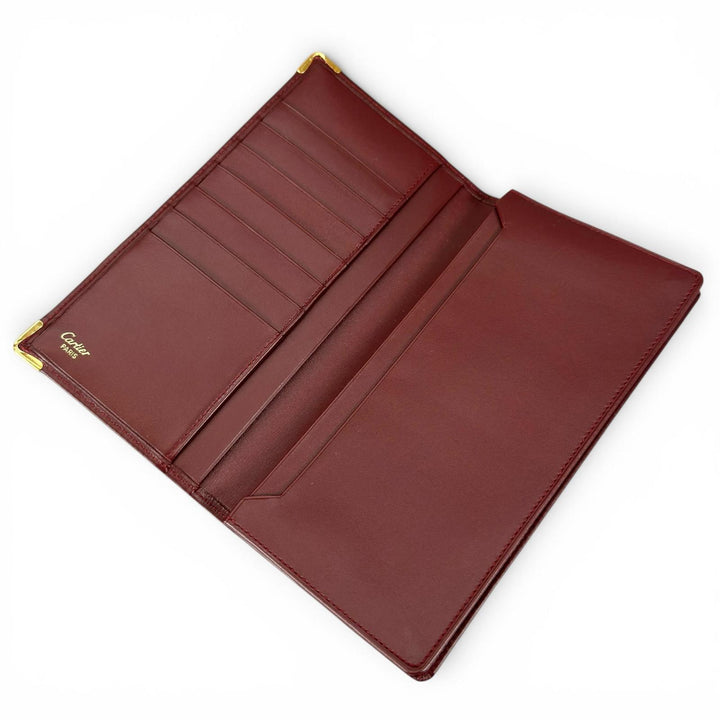 Pristine Cartier Bifold Wallet 2C motif long wallet Bordeaux leather Women