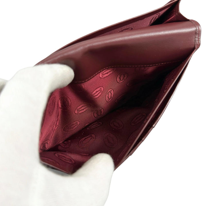 Pristine Cartier Bifold Wallet 2C motif long wallet Bordeaux leather Women