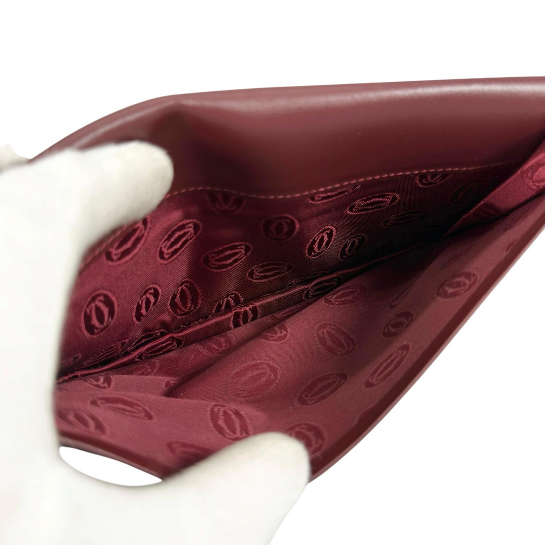Pristine Cartier Bifold Wallet 2C motif long wallet Bordeaux leather Women