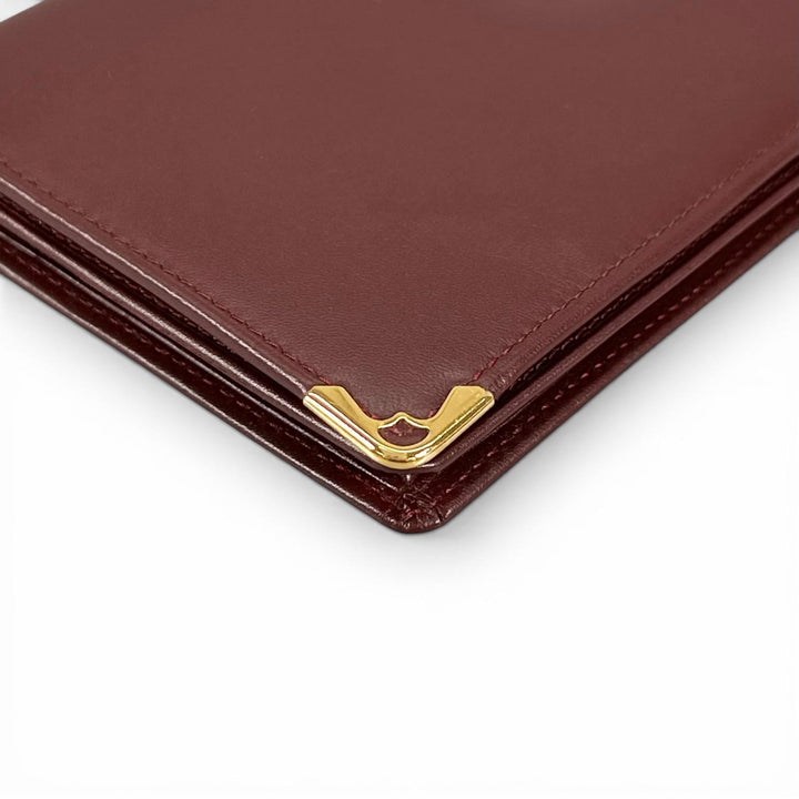 Pristine Cartier Bifold Wallet 2C motif long wallet Bordeaux leather Women
