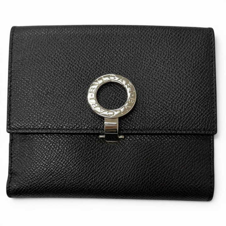 Great BVLGARI Bifold Wallet Bulgari Bulgari Logo Clip black leather mens