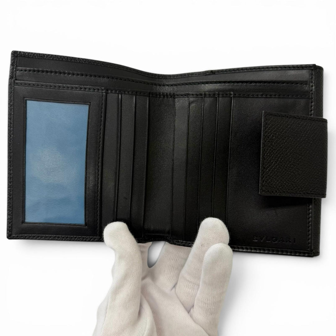Great BVLGARI Bifold Wallet Bulgari Bulgari Logo Clip black leather mens
