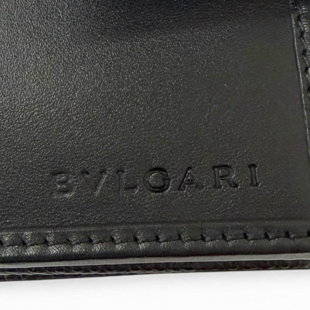 Great BVLGARI Bifold Wallet Bulgari Bulgari Logo Clip black leather mens