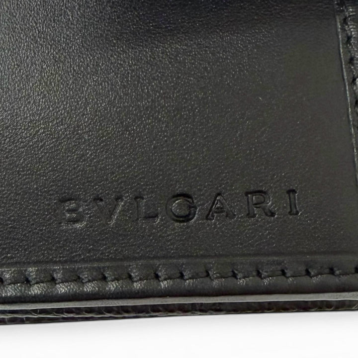 Great BVLGARI Bifold Wallet Bulgari Bulgari Logo Clip black leather mens