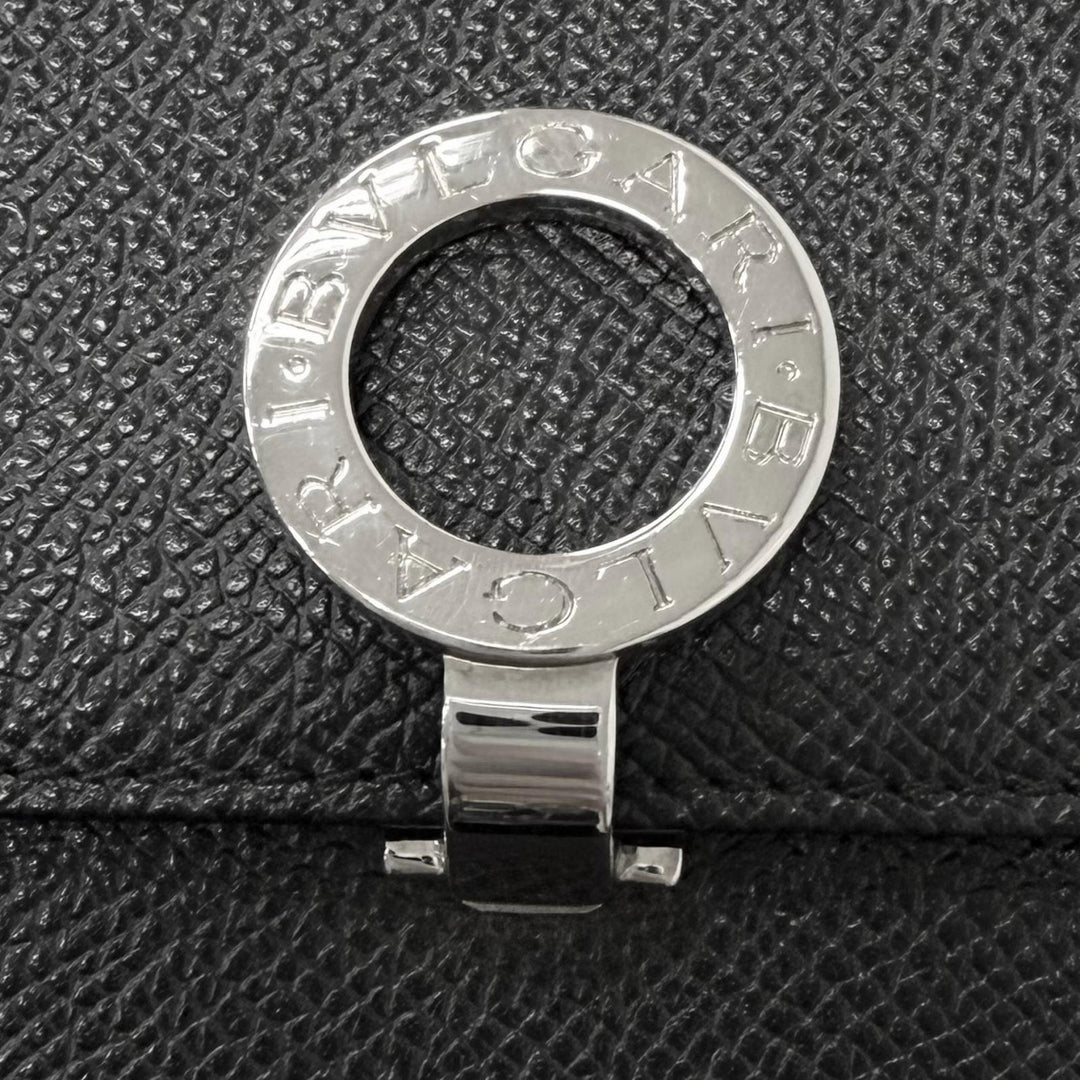 Great BVLGARI Bifold Wallet Bulgari Bulgari Logo Clip black leather mens