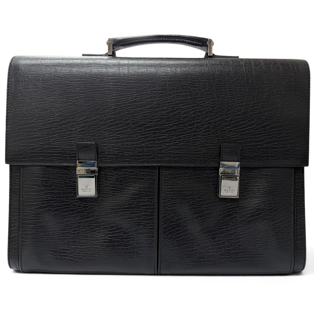 Excellent GUCCI Briefcase Business bag black leather mens 212792