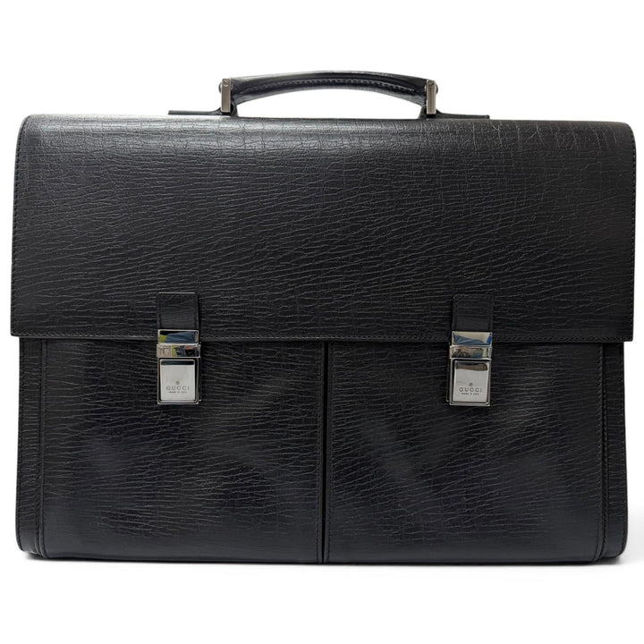 Excellent GUCCI Briefcase Business bag black leather mens 212792