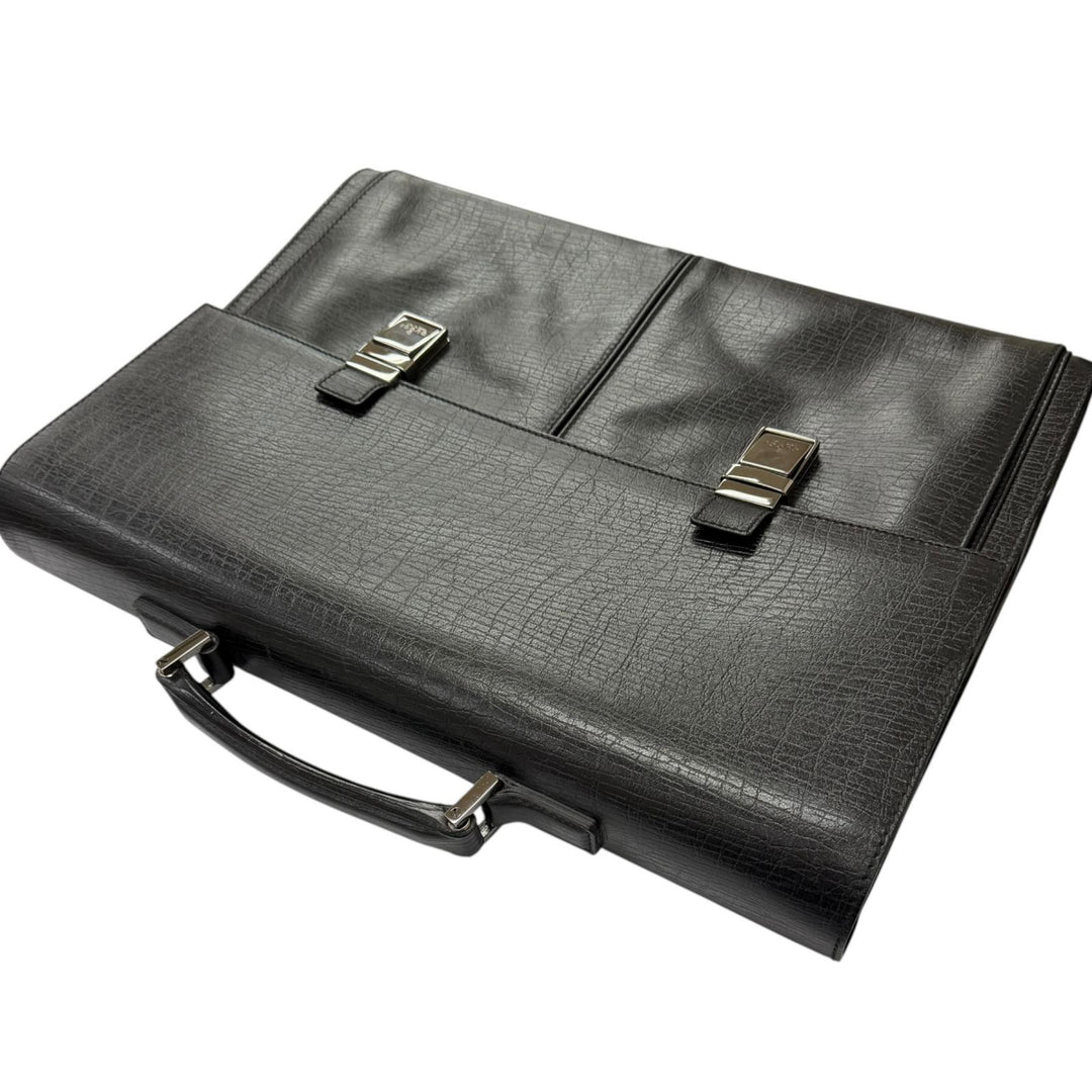 Excellent GUCCI Briefcase Business bag black leather mens 212792