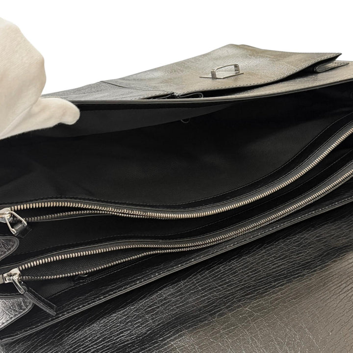 Excellent GUCCI Briefcase Business bag black leather mens 212792