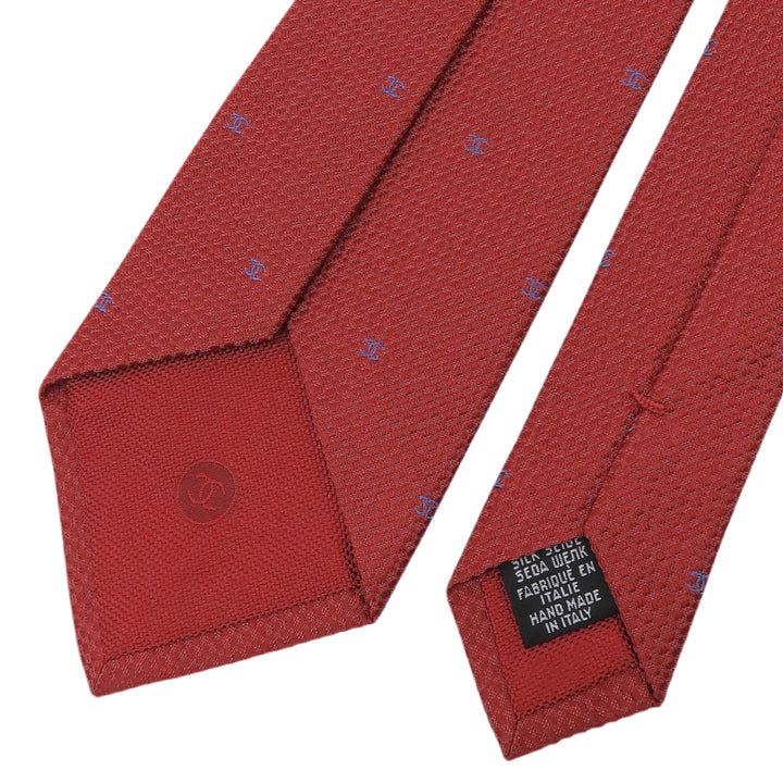 Excellent CHANEL tie COCO Mark all-over print jacquard Red silk mens