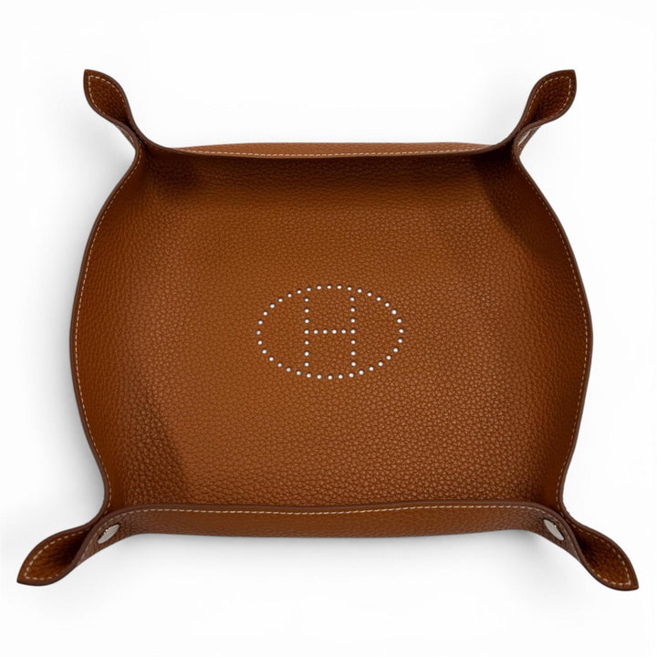 Great HERMES Vid Poche Tray Brown Taurillon Clemence Leather mens