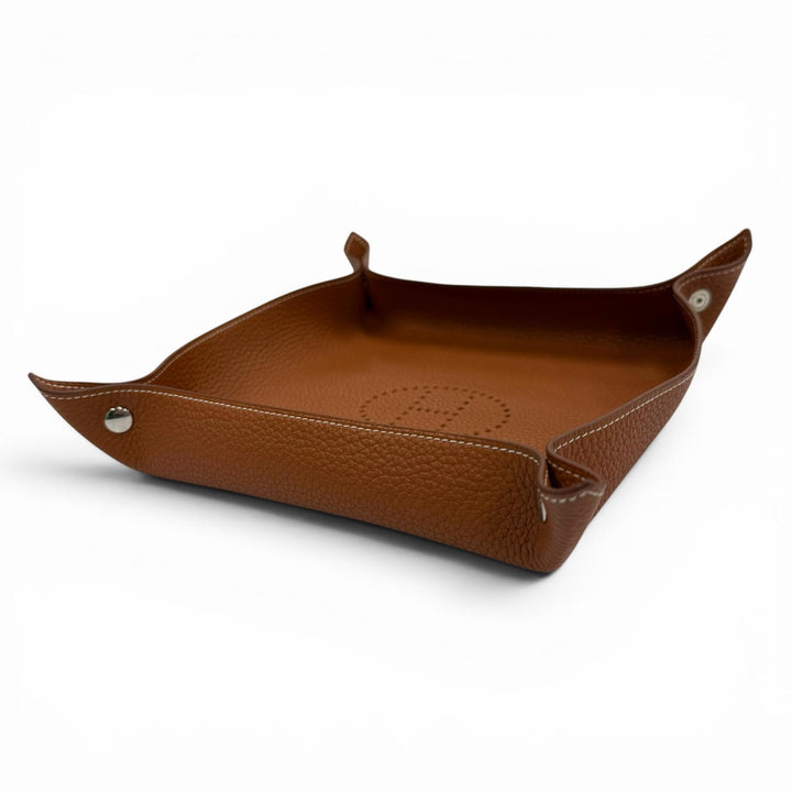 Great HERMES Vid Poche Tray Brown Taurillon Clemence Leather mens