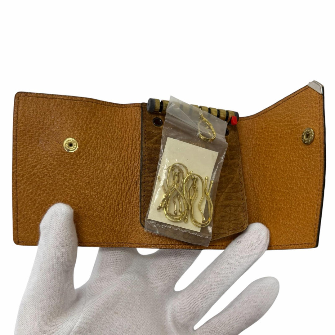 Excellent Valextra Key holder Hippopotamus Leather Tri-fold