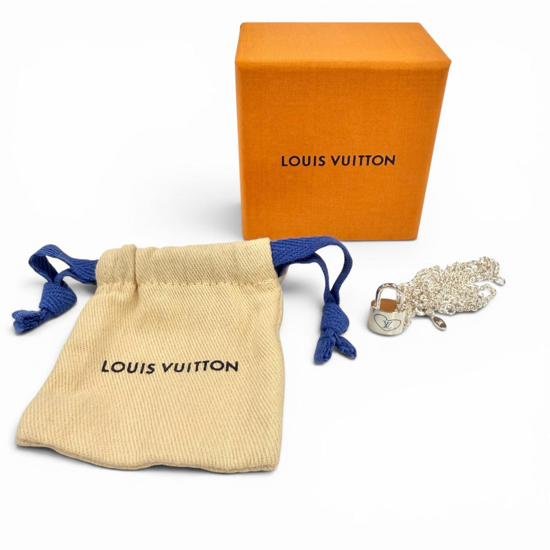 Excellent LOUIS VUITTON Necklace Lockit Felix Lee Silver AG925 mens J76312