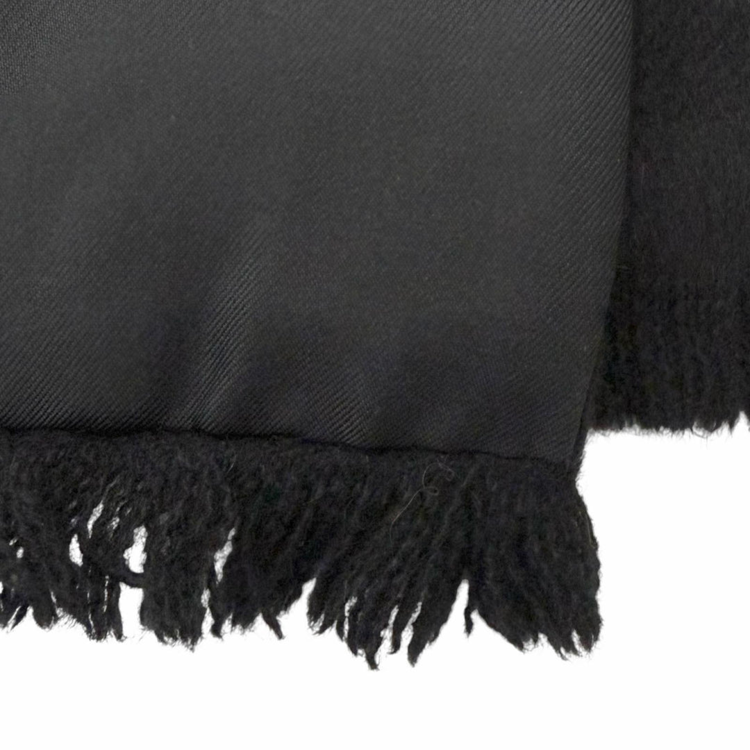 Great HERMES Scarf Metal all-over print fringe shawl black silk mens