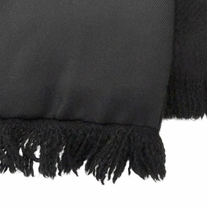 Great HERMES Scarf Metal all-over print fringe shawl black silk mens