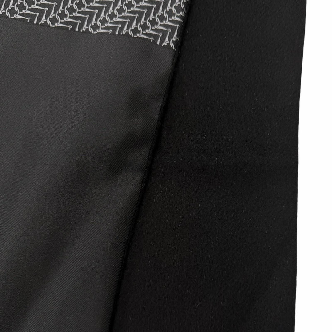 Great HERMES Scarf Metal all-over print fringe shawl black silk mens